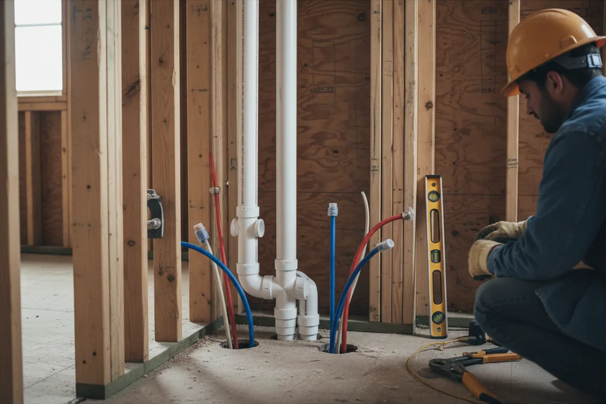 Drain and supply rough-in during Garbage Disposal Repair in Cedar Hill